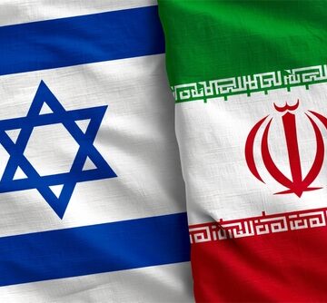 Conflict concept showing the national flags of Israel (left) and Iran (right) side by side.