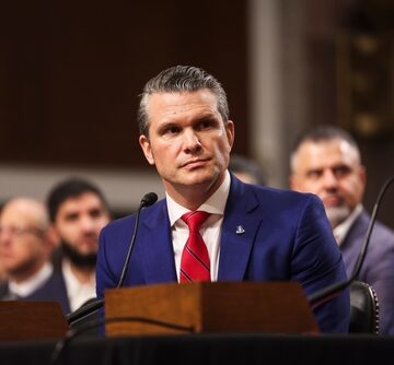 Secretary of Defense Pete Hegseth testifying before the Senate Armed Services Committee in January 2025 Secretary of Defense Pete Hegseth testifying before the Senate Armed Services Committee in January 2025