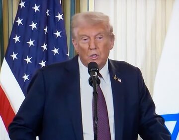 U.S. President Donald Trump speaking at a news conference alongside Israeli Prime Minister Benjamin Netanyahu at the White House on September 29, 2025.