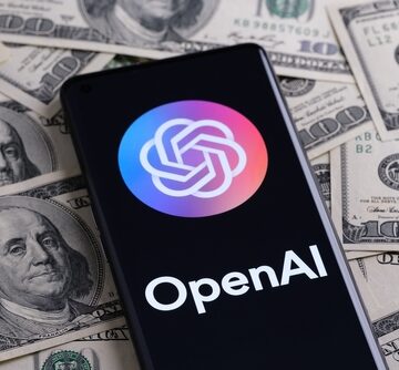 A smartphone displays the logo for OpenAI, the research laboratory behind the popular ChatGPT conversational AI.