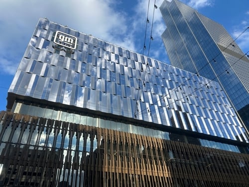 The General Motors headquarters, which recently moved to the new Hudson's Detroit development.