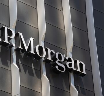 The exterior and signage of a JPMorgan Chase & Co. building, the largest bank in the United States and a leading global financial services firm.