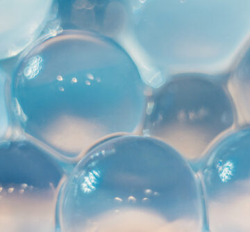 A close-up photograph of hydrogel beads.