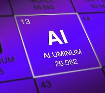 The periodic table entry for Aluminum: atomic number 13 (indicating it has 13 protons); atomic weight 26.982; and it is located in Group 13 and Period 3 of the periodic table.