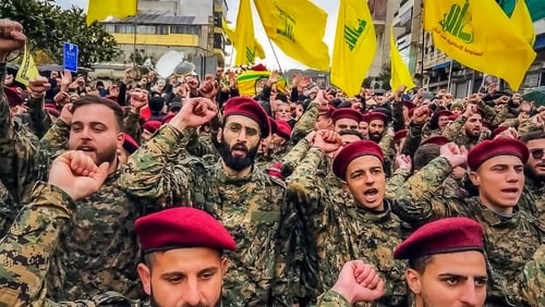 Aitaroun,,Lebanon,-,October,20,,2020,-,Hezbollah,Members,Chanting HEZBOLLAH SEES GAIN IN SUPPORT AMID MOU BETWEEN U.S. AND IRAN