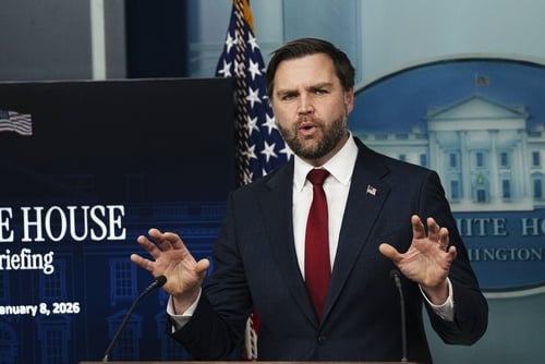 Vice President JD Vance speaking during a news briefing in the White House press room on June 18, 2026. Vice President JD Vance speaking during a news briefing in the White House press room on June 18, 2026.