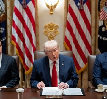 President,Donald,J.,Trump,Holds,A,Cabinet,Meeting,In,The Donald Trump speaking during a Cabinet meeting at the White House on May 27, 2026, accompanied by Secretary of State Marco Rubio and Defense Secretary Pete Hegseth.
