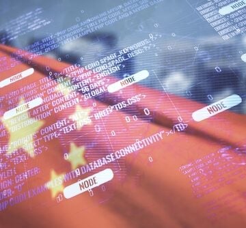 Abstract,Virtual,Coding,Illustration,And,World,Map,On,Chinese,Flag CHINA CONSIDERS TIGHTER EXPORT CONTROLS ON ADVANCED AI