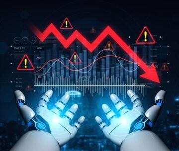 Ai,Visualizes,Economic,Caution,With,Smart,Graphs,,Alert,Icons,,And LETTER WARNS LEADERS OF AI’S POTENTIAL DANGERS TO ECONOMY