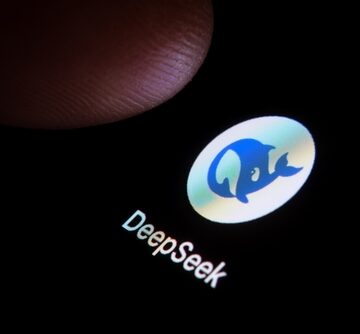 The DeepSeek logo seen on a mobile phone screen. The DeepSeek logo seen on a mobile phone screen.