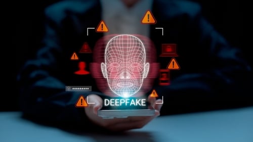 Warning,Concept,Of,Deepfake,Technology,And,Facial,Recognition,Misuse,,Showing COMPUTER CHIP CAN AUTHENTICATE DEEPFAKES