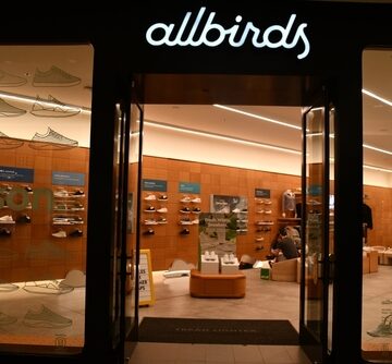 A storefront for Allbirds, a brand originally recognized for sustainable wool sneakers. A storefront for Allbirds, a brand originally recognized for sustainable wool sneakers.