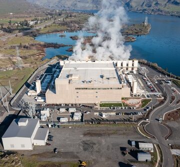 Aerial view of a Google hyperscale data center in The Dalles, Oregon, situated along the Columbia River, which provides cooling water for its operations. Aerial view of a Google hyperscale data center in The Dalles, Oregon, situated along the Columbia River, which provides cooling water for its operations.