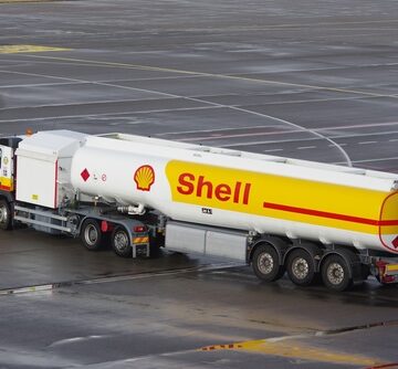 A Shell branded aviation fuel tanker truck designed for refueling aircraft at airports, carrying types of fuel like Jet A-1. A Shell branded aviation fuel tanker truck designed for refueling aircraft at airports, carrying types of fuel like Jet A-1.