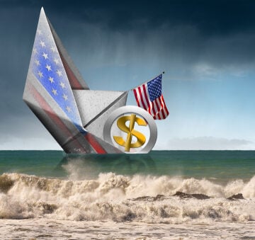 Us,Dollar,Symbol,,3d,Illustration,,Sinking,Aboard,Of,A,Paper DEBT, INFLATION, AND THE COLLAPSE OF PURCHASING POWER. (AMERICA IS BEING ERASED FROM WITHIN FASTER)