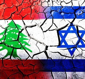 Conceptual graphic combining the flags of Lebanon and Israel overlaid on a dry, cracked, and fractured surface, symbolizing political tension, conflict, and fractured relations between the two nations. Conceptual graphic combining the flags of Lebanon and Israel overlaid on a dry, cracked, and fractured surface, symbolizing political tension, conflict, and fractured relations between the two nations.