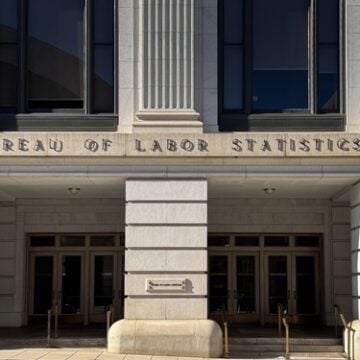 The entrance to the former headquarters of the U.S. Bureau of Labor Statistics (BLS), located in Washington, D.C.