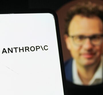 The Anthropic logo on a mobile phone in front of a blurred image of its co-founder and CEO, Dario Amodei. The Anthropic logo on a mobile phone in front of a blurred image of its co-founder and CEO, Dario Amodei.