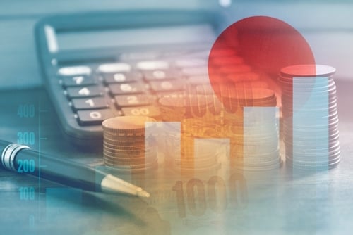 Image depicts the rising costs, inflation, and shifting financial landscape of Japan’s economy featuring a prominent red circle representing the flag of Japan superimposed over coins, a calculator, a pen, and an escalating financial growth chart. Image depicts the rising costs, inflation, and shifting financial landscape of Japan’s economy featuring a prominent red circle representing the flag of Japan superimposed over coins, a calculator, a pen, and an escalating financial growth chart.