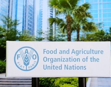 A sign for the Food and Agriculture Organization of the United Nations (FAO), a specialized agency that leads international efforts to defeat hunger. A sign for the Food and Agriculture Organization of the United Nations (FAO), a specialized agency that leads international efforts to defeat hunger.