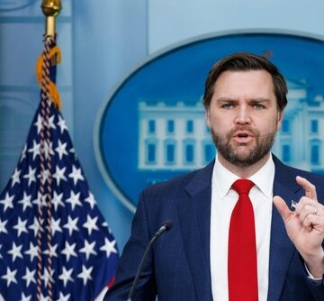 U.S. Vice President JD Vance speaking during a press briefing at the White House. U.S. Vice President JD Vance speaking during a press briefing at the White House.