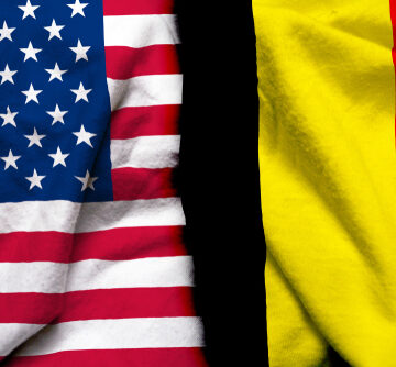 The flags of the United States and Belgium placed side by side. The flags of the United States and Belgium placed side by side.