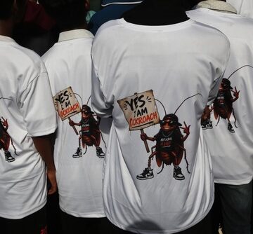 Gen Z youth are wearing T-shirts associated with the Cockroach Janta Party (CJP), a viral, youth-led satirical and political movement in India. Gen Z youth are wearing T-shirts associated with the Cockroach Janta Party (CJP), a viral, youth-led satirical and political movement in India.