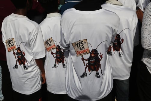 Gen Z youth are wearing T-shirts associated with the Cockroach Janta Party (CJP), a viral, youth-led satirical and political movement in India.